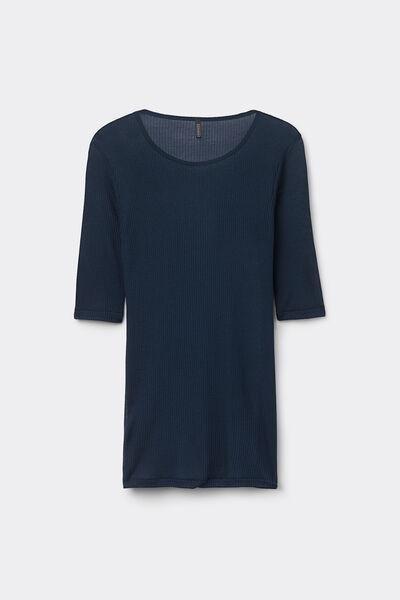 Blue Cashmere Short Sleeve Blouse, Intense Blue, large image number 2