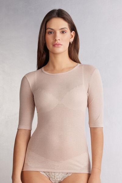 Pink Cashmere Short Sleeve Blouse, 5601_858J, medium