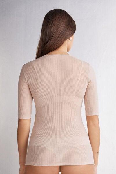 Pink Cashmere Short Sleeve Blouse, 5601_858J, large image number 3