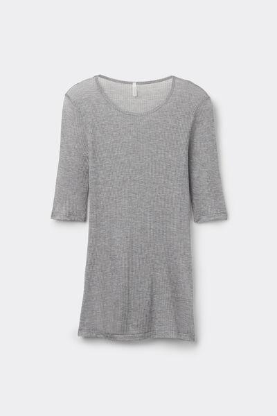 Grey Cashmere Short Sleeve Blouse, 5601_862J, large image number 2