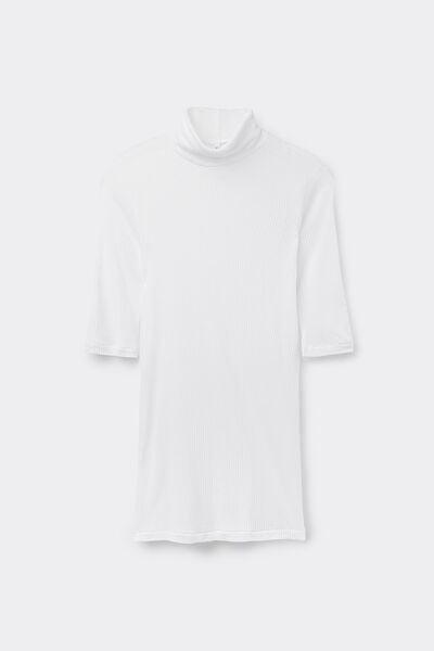 White Cashmere High-Neck Top, White, large image number 3
