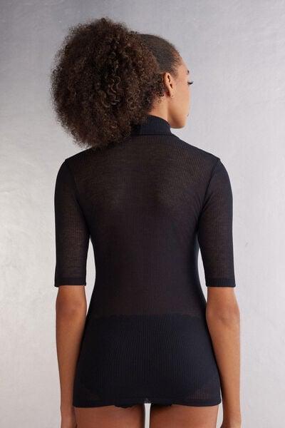 Black Cashmere High-Neck Top, Black, large image number 5