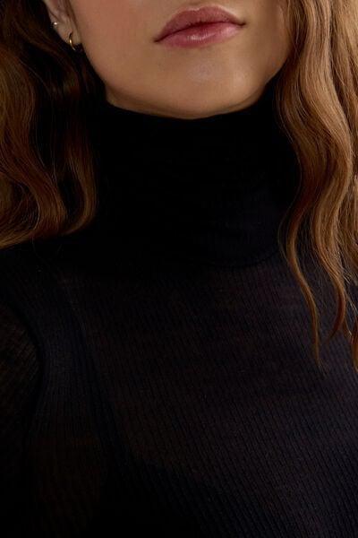 Black Cashmere High-Neck Top, Black, large image number 11