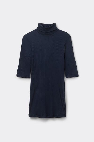 Navy Cashmere High-Neck Blouse, Intense Blue, large image number 2