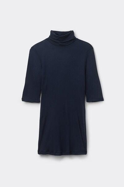 Navy Cashmere High-Neck Blouse, Intense Blue, large image number 3