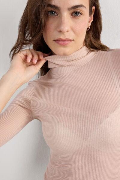 Pink Cashmere High-Neck Top, 5601_858J, large image number 0
