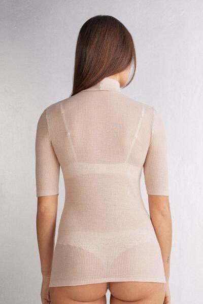 Pink Cashmere High-Neck Top, 5601_858J, large image number 3