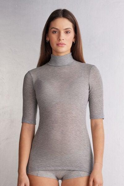 Grey Cashmere High-Neck Blouse, 5601_862J, medium