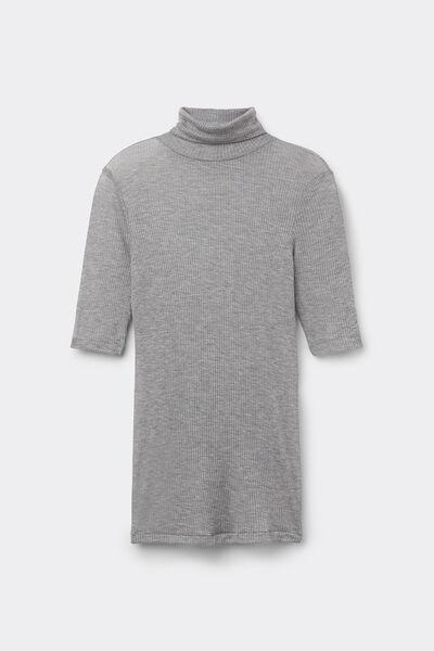 Grey Cashmere High-Neck Blouse, 5601_862J, large image number 2