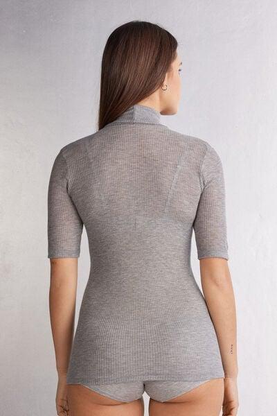 Grey Cashmere High-Neck Blouse, 5601_862J, medium