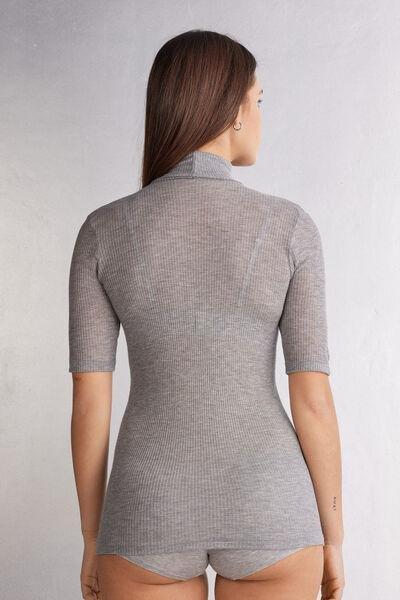 Grey Cashmere High-Neck Blouse, 5601_862J, large image number 3