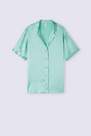 Intimissimi - Green Short-Sleeved Satin Shirt With Contrasting Trim