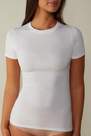 White Short-Sleeved Stretch Supima? Cotton Top, Women