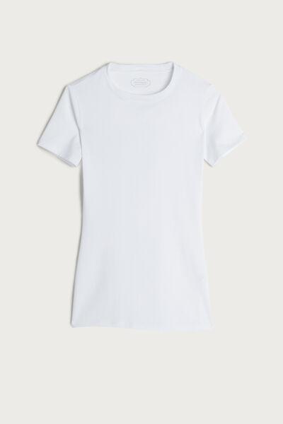 White Short-Sleeved Stretch Top, , large image number 2