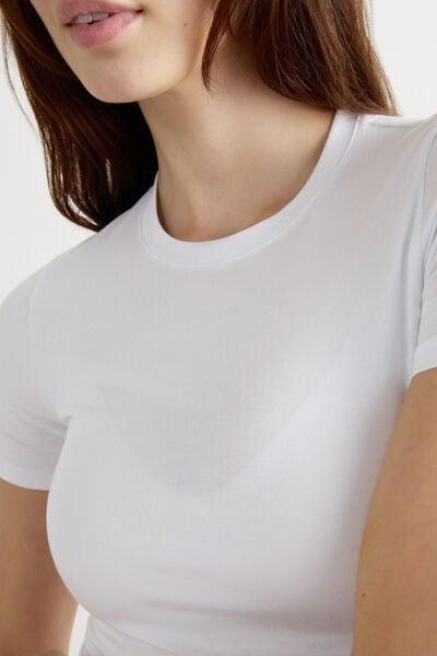 White Short-Sleeved Stretch Top, White, large image number 6