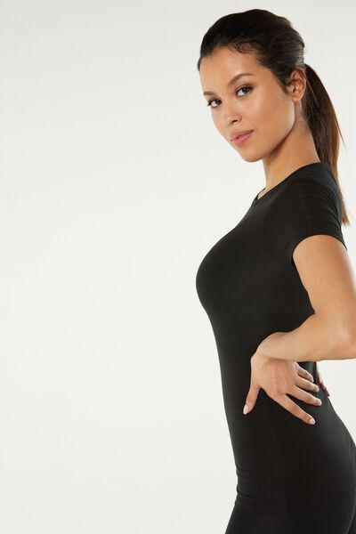 Black Short-Sleeved Stretch Top, , large image number 4