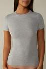 Grey  Short-Sleeved Stretch Supima Cotton Top