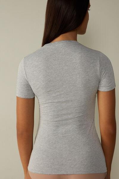 Grey Short-Sleeved Stretch Top, , large image number 3