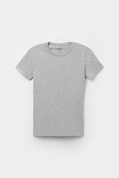 Grey Short-Sleeved Stretch Top, Light Grey Blend, large image number 4