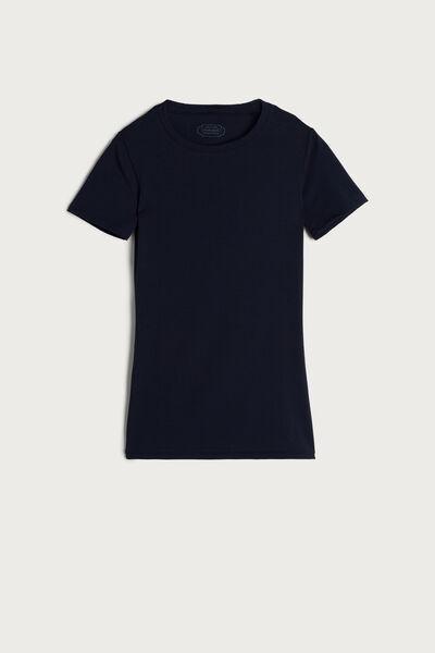 Blue Short-Sleeved Stretch Top, , large image number 2
