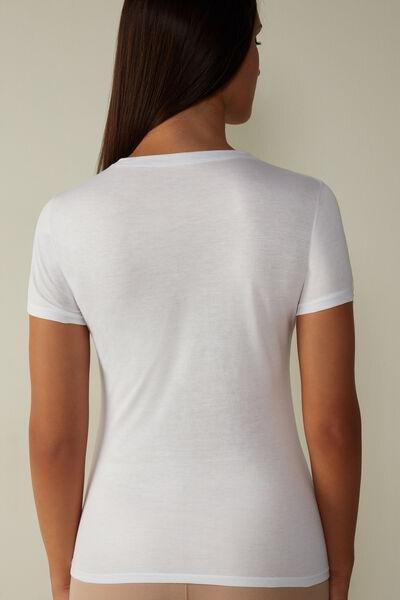 أبيض قصير الأكمام تي شيرت "ي ultrafresh supima؟ قطن ، نساء, White, large image number 3