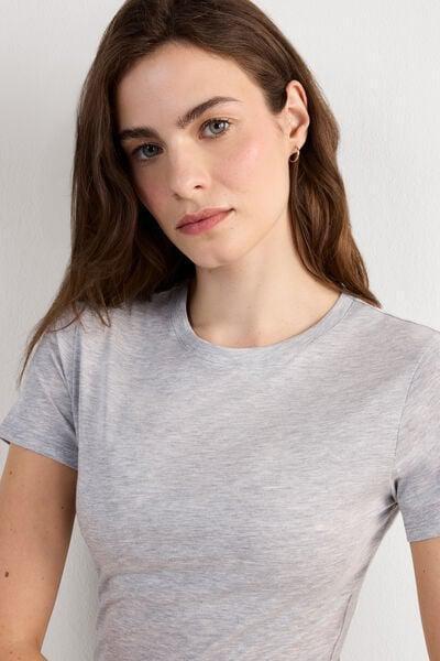 مزيج رمادي "اتح - تي شيرت بأكمام قصيرة "ي سوبيما "ائقة النضارة؟ قطن ، نساء, Light Grey Blend, large image number 5