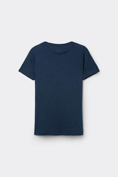 Navy Short-Sleeve Cotton Top, Intense Blue, large image number 3