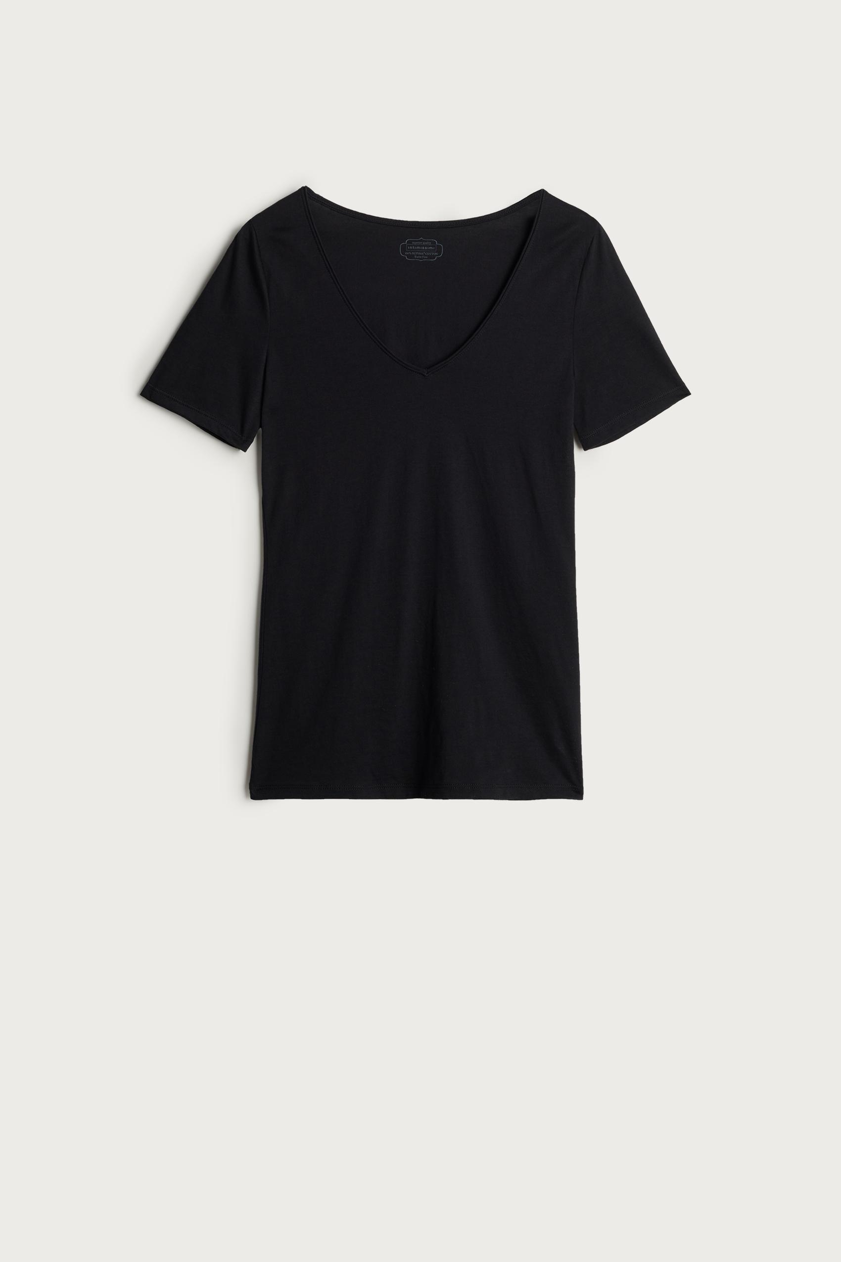 Black Short-Sleeved Ultrafresh Cotton Top, , large image number 2