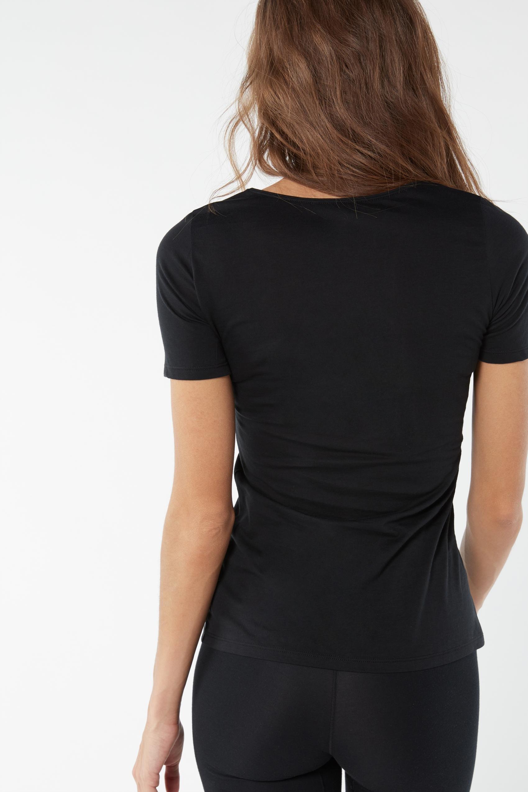 Black Short-Sleeved Ultrafresh Cotton Top, , large image number 3