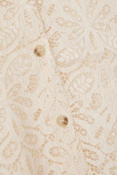 Beige Short-Sleeved Lace Shirt, 5601_865J, large image number 4