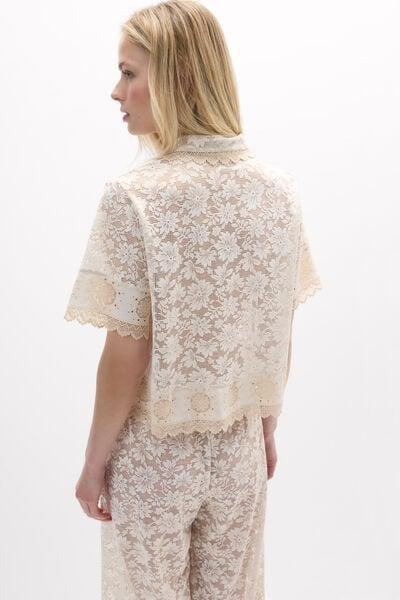 Beige Midsummer Dream Short-Sleeved Lace Shirt, 5601_118K, large image number 2