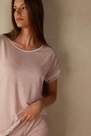 Intimissimi - LIGHT PINK MELANGE Short-Sleeve Modal Top with Lace Detail