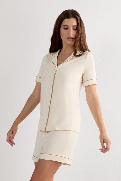 Cream Button Down Top, Vanilla Ivory, large image number 6