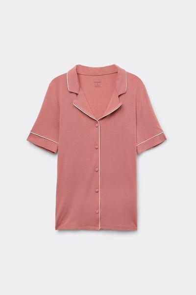 Pink Short Sleeve Open Front Blouse, , large image number 2