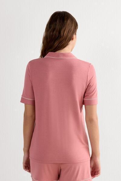 Pink Short Sleeve Open Front Blouse, 5601_849J, medium