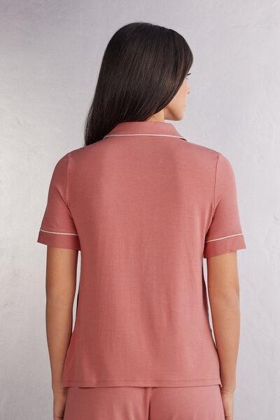 Pink Short Sleeve Open Front Blouse, , large image number 3