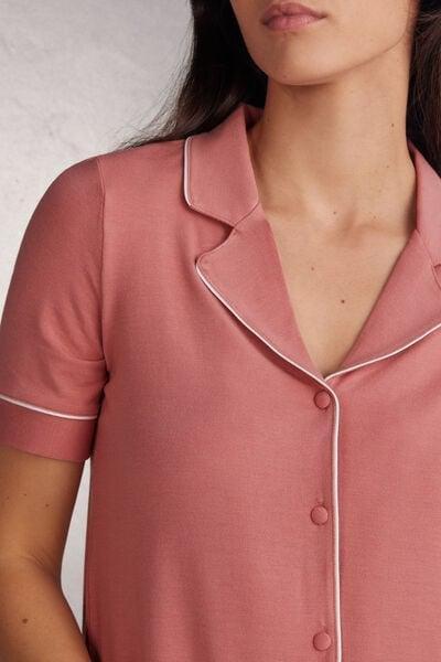 Pink Short Sleeve Open Front Blouse, 5601_849J, large image number 5