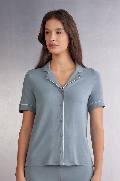 Blue Button-Down Top, , large image number 0