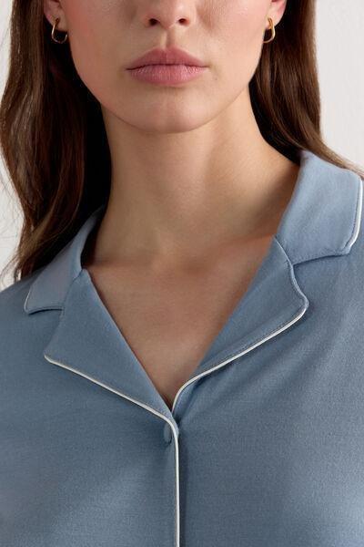 Blue Button-Down Top, 5601_850J, large image number 5
