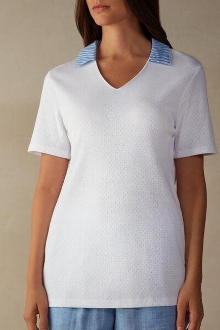 Intimissimi - WHITE Early in the Morning Cotton Short-Sleeved Top