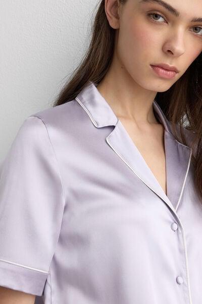Lilac Short-Sleeved Men's Style Silk Shirt, 5601_056K, large image number 5