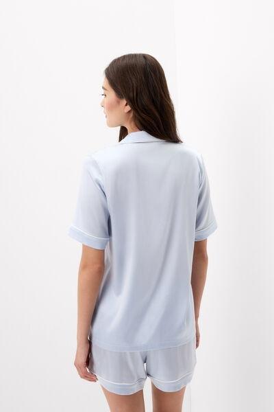 Blue Short-Sleeved Men's Style Silk Shirt, 5601_060K, large image number 2