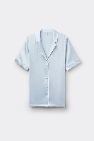 Blue Short-Sleeved Men's Style Silk Shirt, 5601_060K, large image number 3
