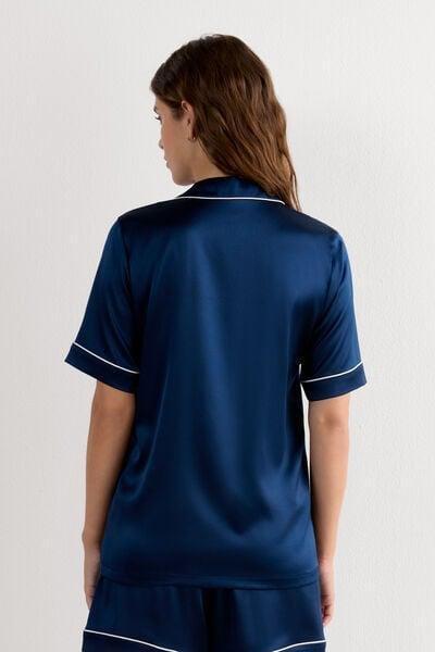 Navy Short-Sleeved Pyjama Top, Intense Blue, medium