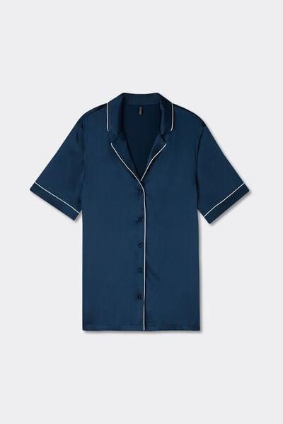 Navy Short-Sleeved Pyjama Top, Intense Blue, large image number 3