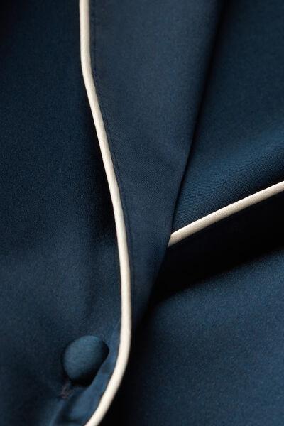 Blue Short-Sleeved Style Silk Shirt, , large image number 4