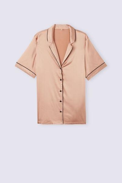 Pink Short-Sleeved Style Silk Shirt, , large image number 2