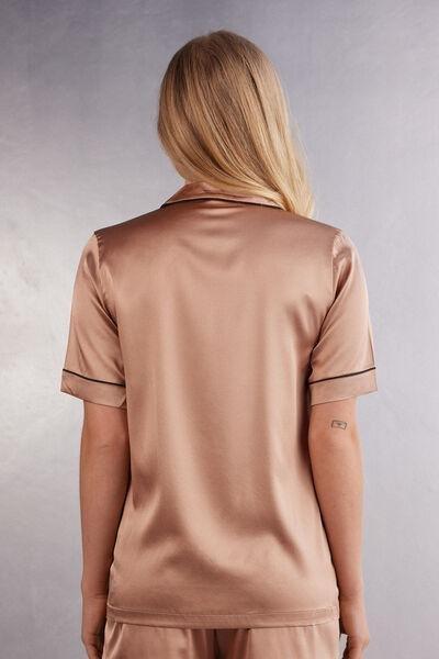 Pink Short-Sleeved Style Silk Shirt, , large image number 3