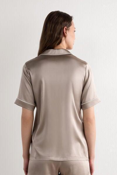 Beige Short-Sleeved Style Silk Shirt, 5601_651I, large image number 2