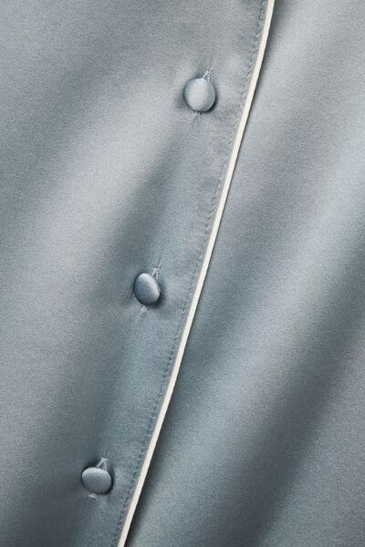 Blue Short-Sleeved Silk Shirt, , large image number 4